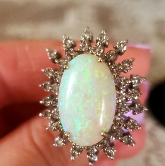 Gigantic opal diamond ring - Picture 3 of 8